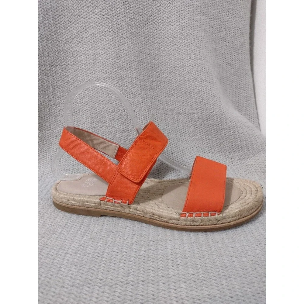 Eileen Fisher Orange Leather Espadrille Slingback Sandals